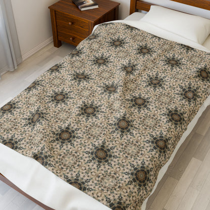 Desert Suns Velveteen Throw Blanket – Warm Southwest-Inspired Sun Pattern for Cozy Modern Homes