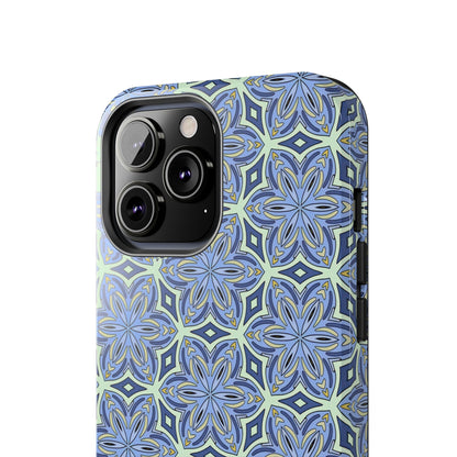 Pale Cornflower Blue and Yellow Phone Case – Geometric Floral Protective Cover for iPhone & Android Models