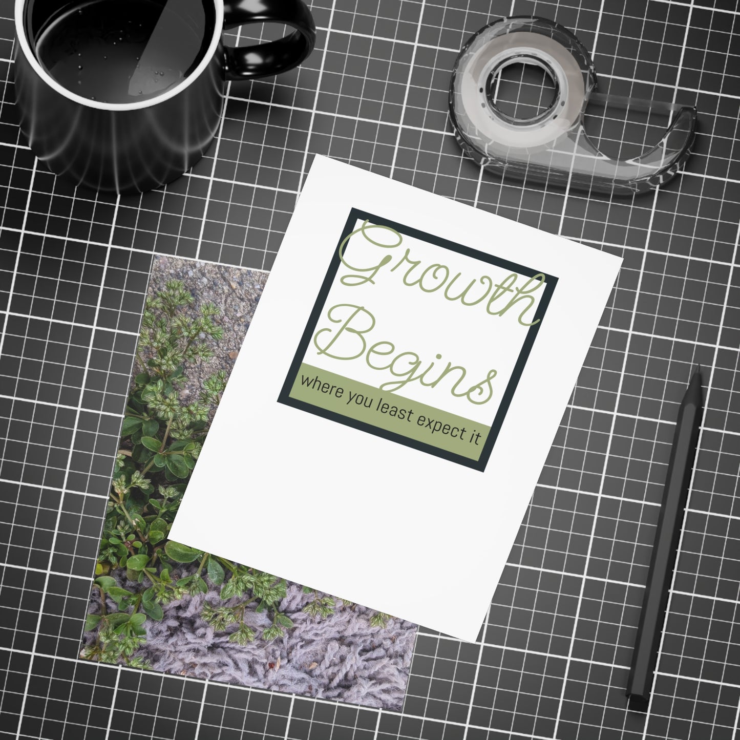 Where the Allseed Grows Postcard – Urban Nature Minimalist Botanical Stationery with Concrete Texture