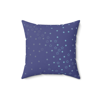 Blue Starfall Square Pillow – Spun Polyester Decorative Cushion with Geometric Pattern on Blue Background