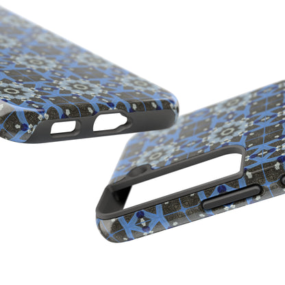 Blue Quilt Pattern Phone Case – Geometric Floral Protective Cover for iPhone & Android Models