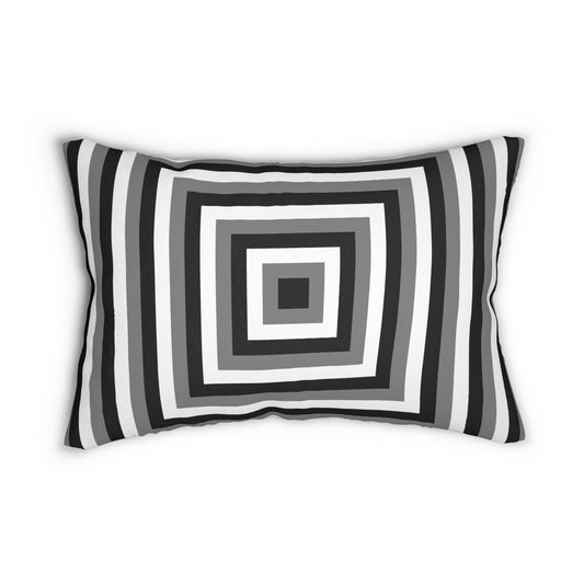 Optical Illusion Square Lumbar Pillow – Bold Black and White Geometric Accent Cushion for Modern or Mid-Century Home Decor