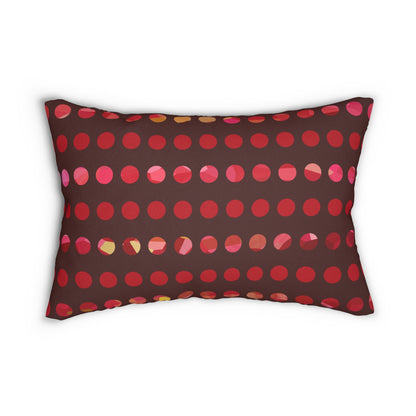 Red Polka Dot Lumbar Pillow – Bold Burgundy and Pink Accent Throw Pillow for Modern or Eclectic Home Decor