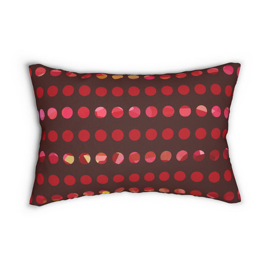 Red Polka Dot Lumbar Pillow – Bold Burgundy and Pink Accent Throw Pillow for Modern or Eclectic Home Decor