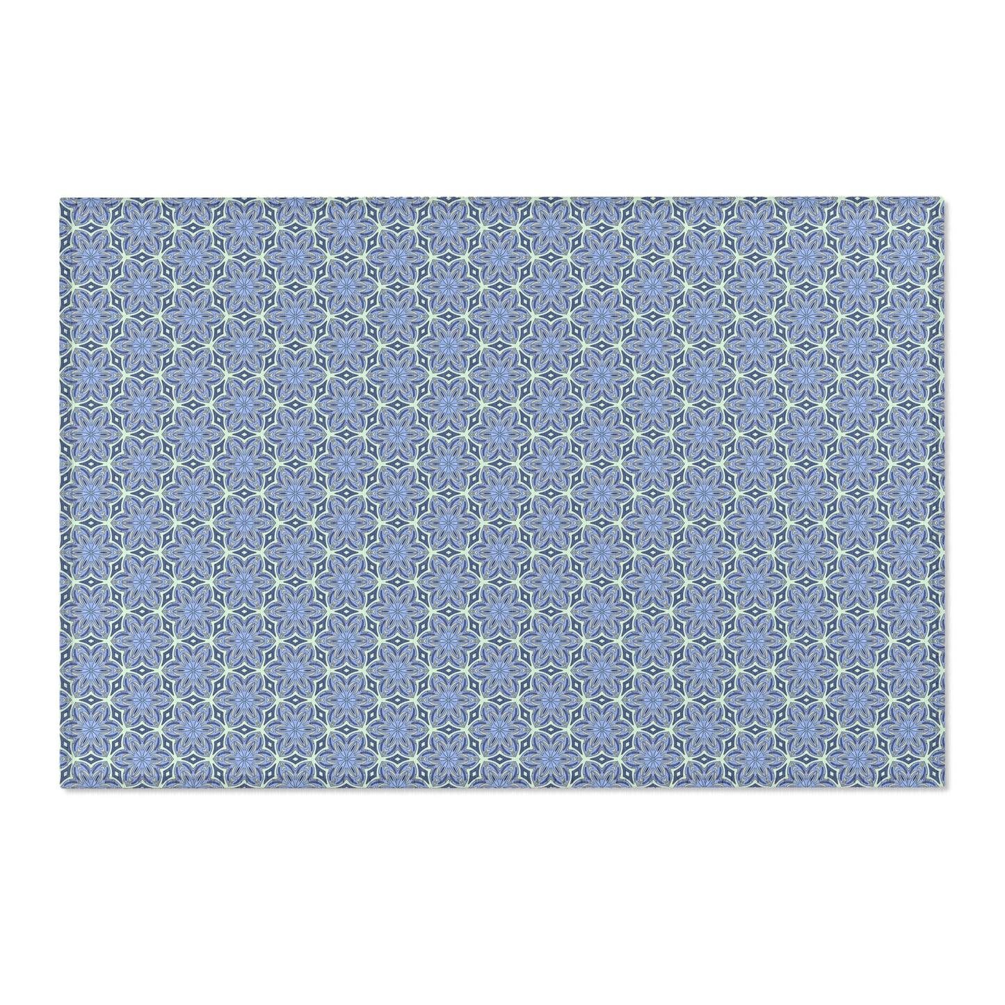 Pale Cornflower Blue and Yellow Area Rug – Geometric Modern Floor Decor for Living Rooms and Bedrooms