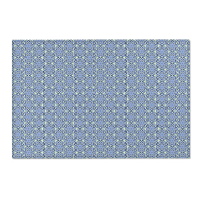 Pale Cornflower Blue and Yellow Area Rug – Geometric Modern Floor Decor for Living Rooms and Bedrooms