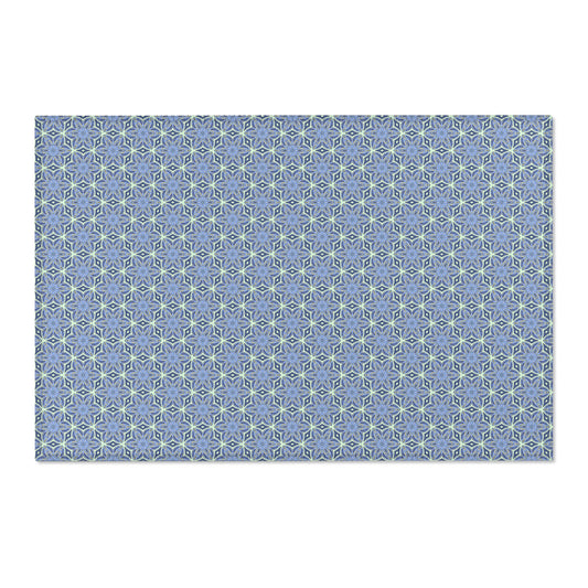Pale Cornflower Blue and Yellow Area Rug – Geometric Modern Floor Decor for Living Rooms and Bedrooms