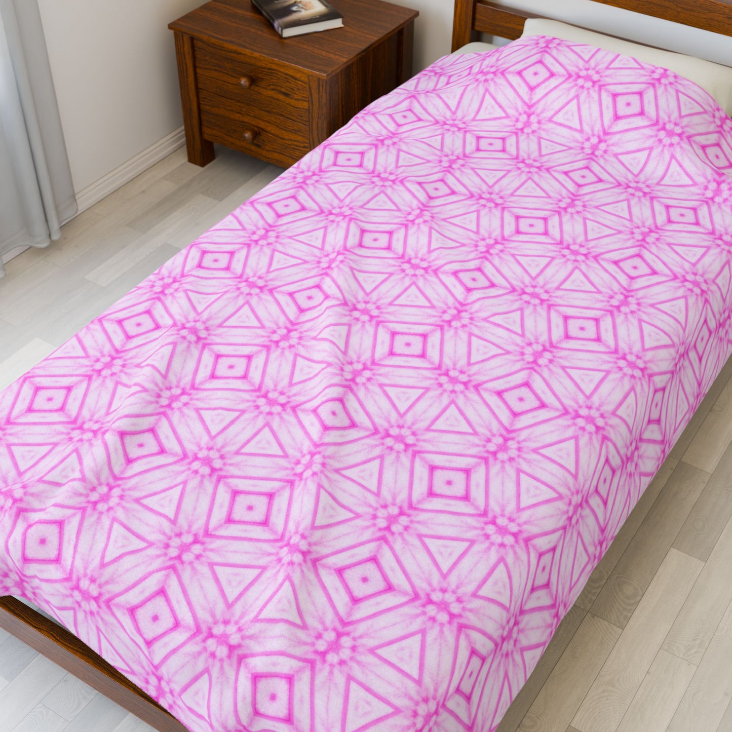 Cherry Blossom Patchwork Velveteen Plush Blanket – Pink Cozy Sakura Floral Throw,Japanese Cherry Blossom Soft Throw
