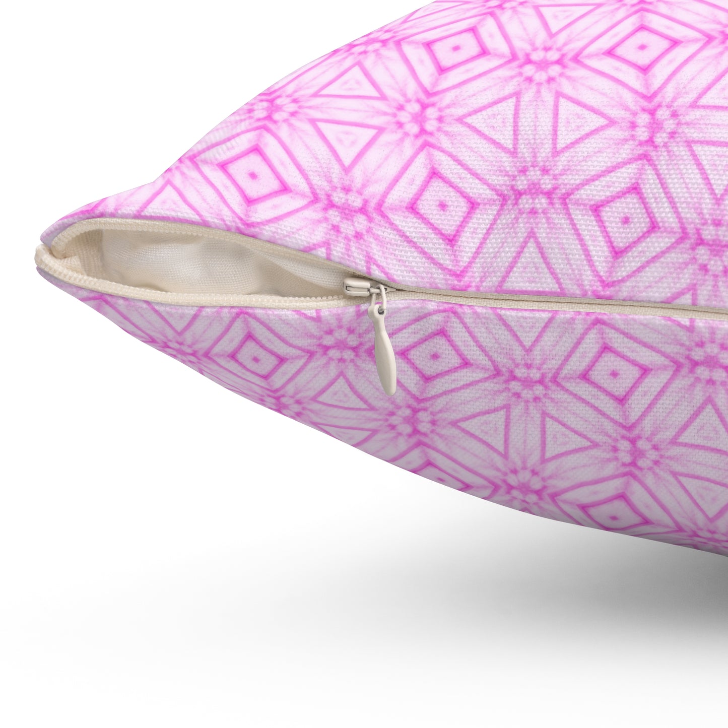Cherry Blossom Patchwork Square Pillow – Sakura Floral Decorative Cushion, Pink Cherry Blossom Art