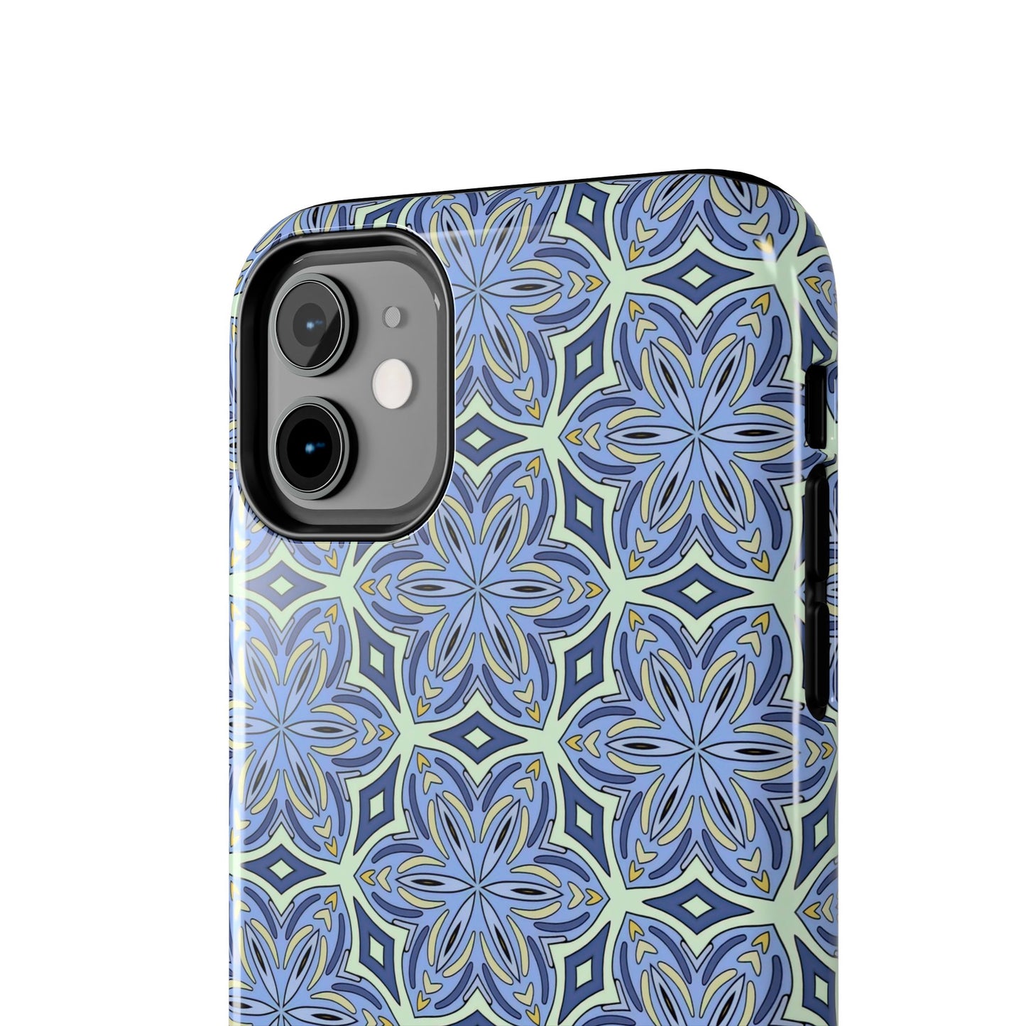 Pale Cornflower Blue and Yellow Phone Case – Geometric Floral Protective Cover for iPhone & Android Models