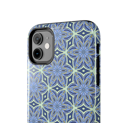 Pale Cornflower Blue and Yellow Phone Case – Geometric Floral Protective Cover for iPhone & Android Models