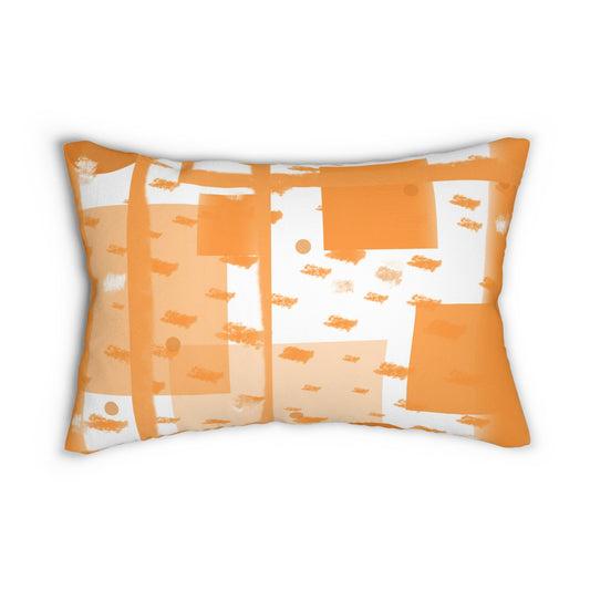 Abstract Orange Brushstroke Lumbar Pillow – Modern Artistic Throw Cushion with Painterly Geometric Design