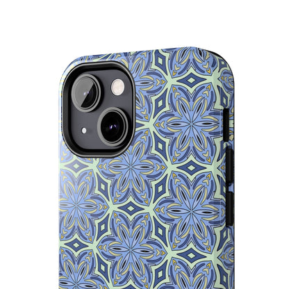 Pale Cornflower Blue and Yellow Phone Case – Geometric Floral Protective Cover for iPhone & Android Models