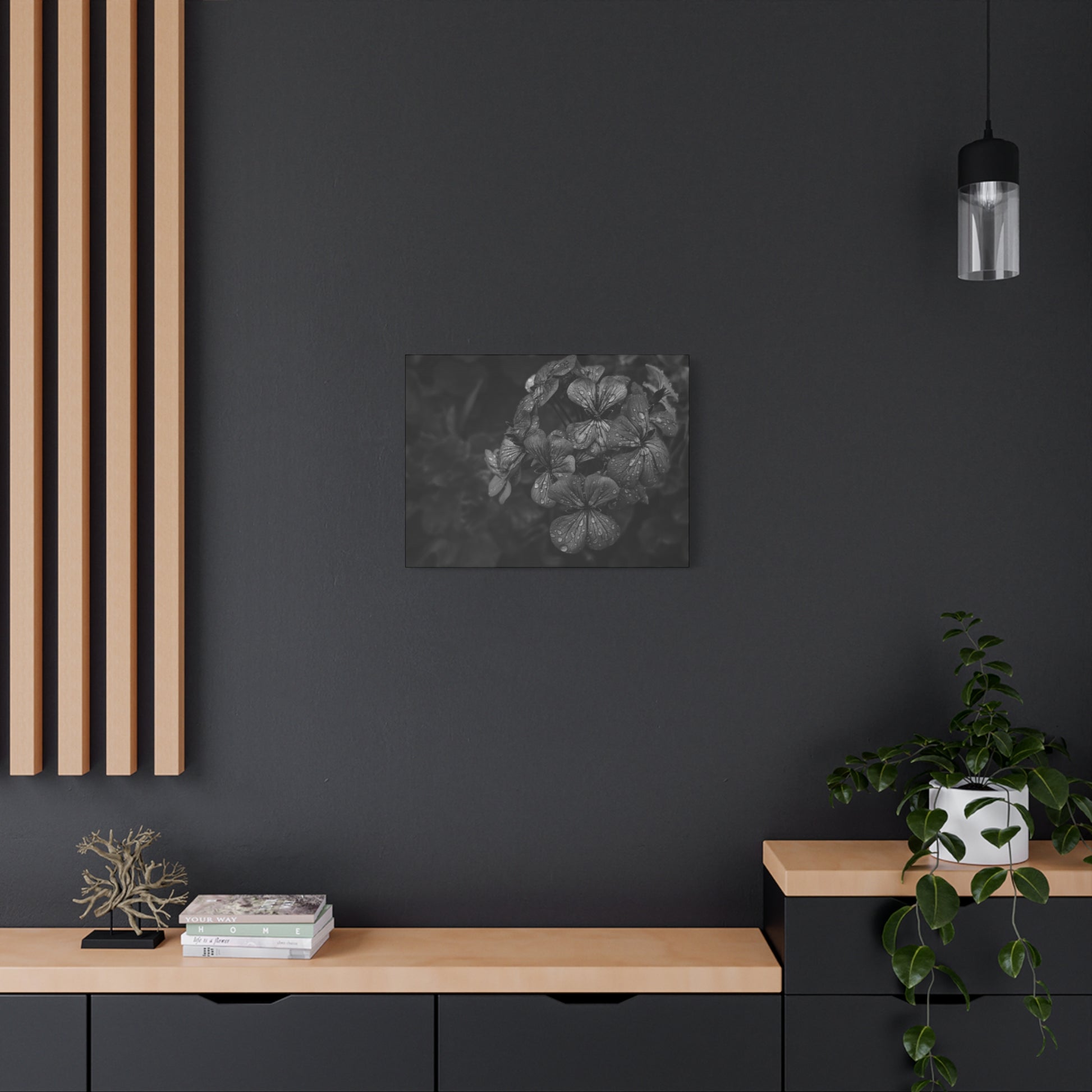 Geranium photo wall art for modern gothic decor