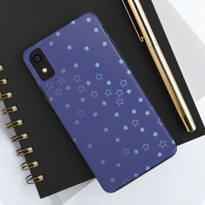 Blue Starfall Tough Phone Case – Celestial Blue Star Cover, Galaxy-Inspired Night Sky iPhone Accessory