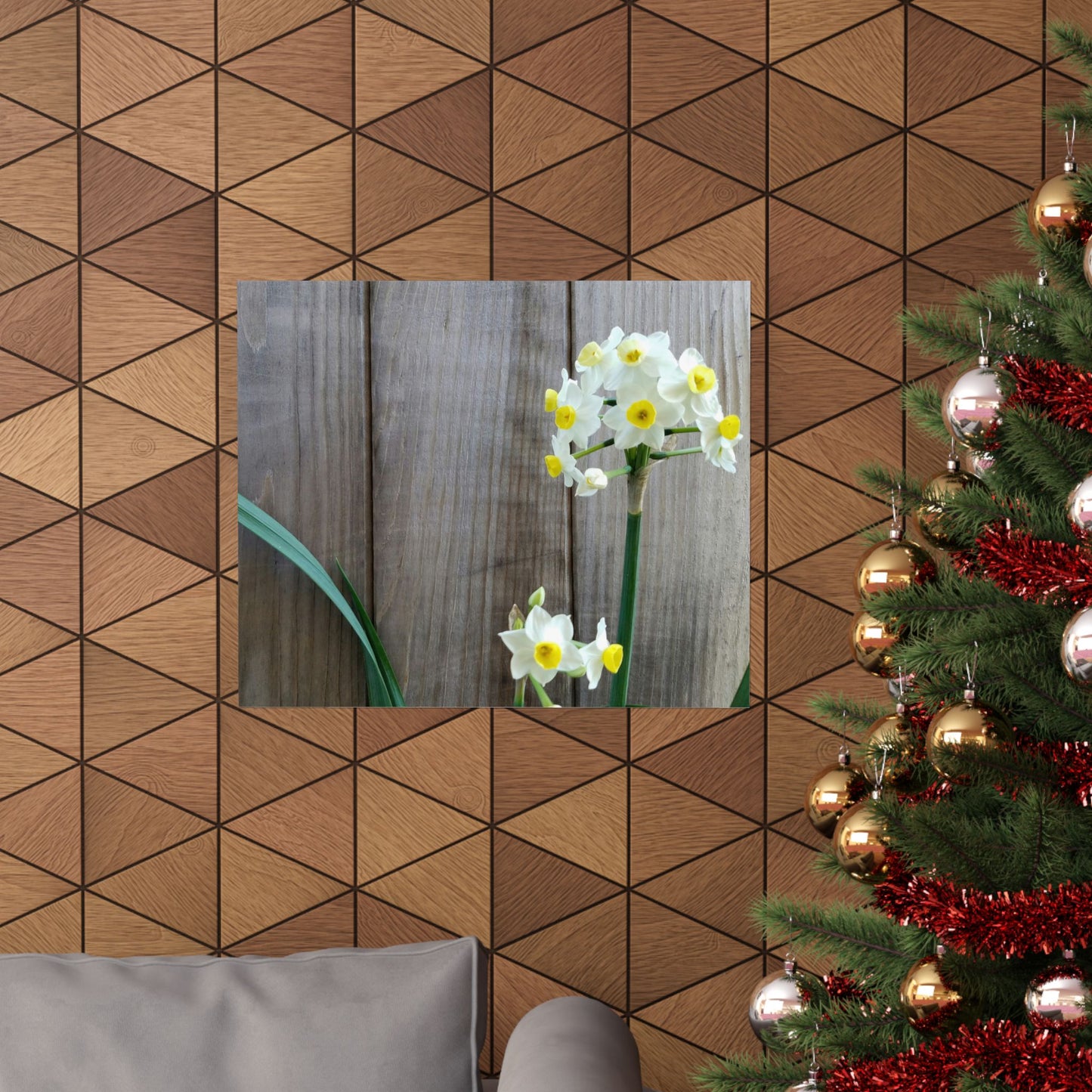 Daffodils by the Fence Poster – Rustic Spring Floral Wall Art for Cottagecore and Botanical Decor