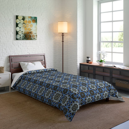 Blue Quilt Pattern Comforter – Colorful Geometric Bedding for Modern Bedrooms