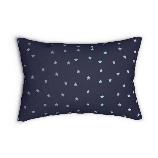 Blue Stars Forever Lumbar Pillow – Celestial Navy Blue Star Pattern Decorative Throw Pillow for Patriotic or Whimsical Home Decor