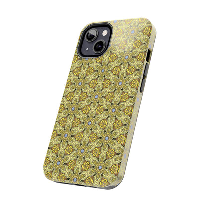 Retro Yellow Flowers Pattern Phone Case – Vibrant Geometric Floral Design for iPhone & Samsung