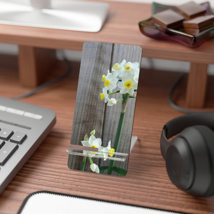 Daffodils by the Fence Phone Stand – Cottagecore Floral Desk Accessory with Rustic Spring Charm