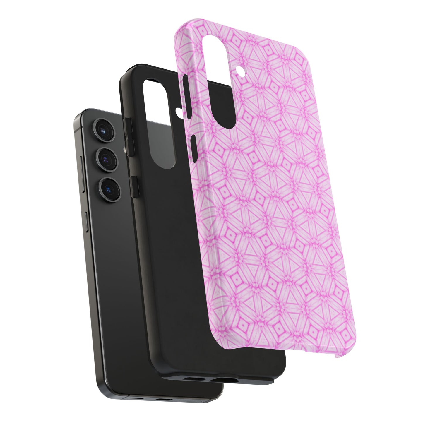 Cherry Blossom Patchwork Tough Case – Sakura Floral Pink Spring Floral Pattern Phone Case for Samsung Galaxy and iPhone