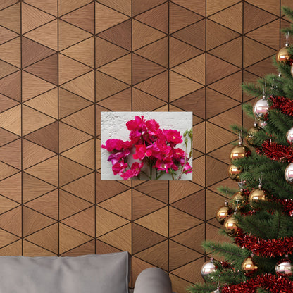 Bougainvillea Against White Stucco Wall Poster – Vibrant Floral Photography Wall Art
