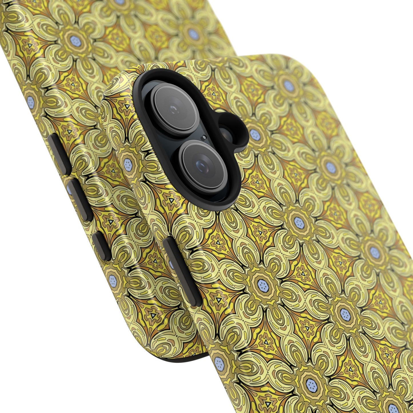 Retro Yellow Flowers Pattern Phone Case – Vibrant Geometric Floral Design for iPhone & Samsung