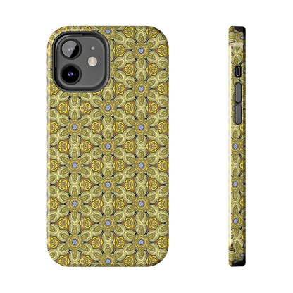 Retro Yellow Flowers Pattern Phone Case – Vibrant Geometric Floral Design for iPhone & Samsung