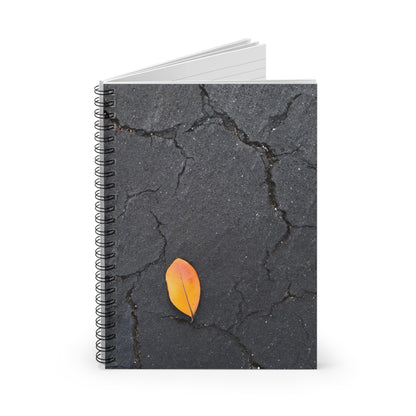 Orange Leaf on Black Concrete Notebook – Urban Autumn Journal for Minimalist Fall Writing and Modern Rustic Style