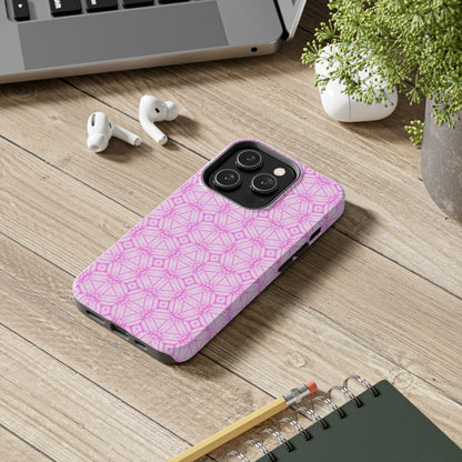 Cherry Blossom Patchwork Tough Case – Sakura Floral Pink Spring Floral Pattern Phone Case for Samsung Galaxy and iPhone