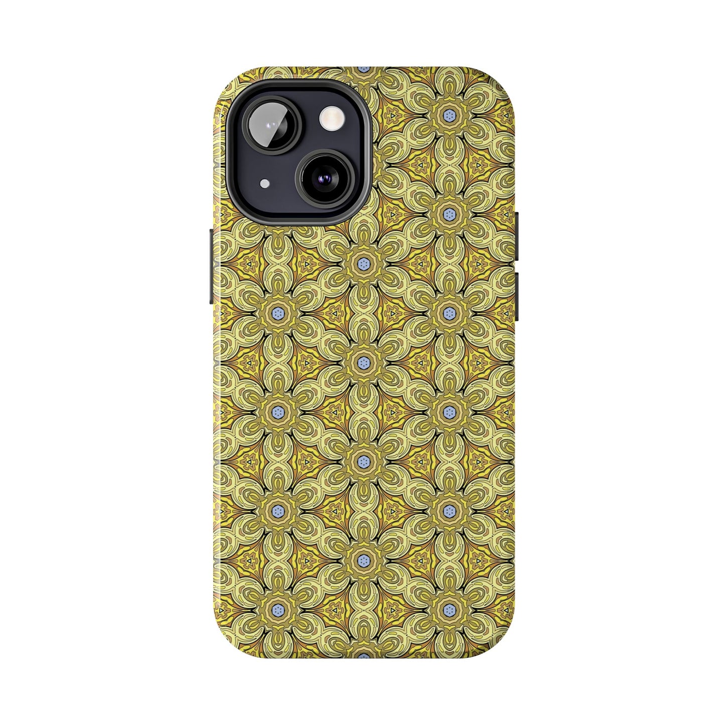 Retro Yellow Flowers Pattern Phone Case – Vibrant Geometric Floral Design for iPhone & Samsung