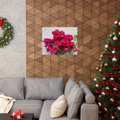 Bougainvillea Against White Stucco Wall Poster – Vibrant Floral Photography Wall Art