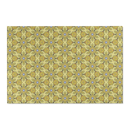 Retro Yellow Flowers Area Rug – Colorful Geometric Floral Rug for Modern Home Decor