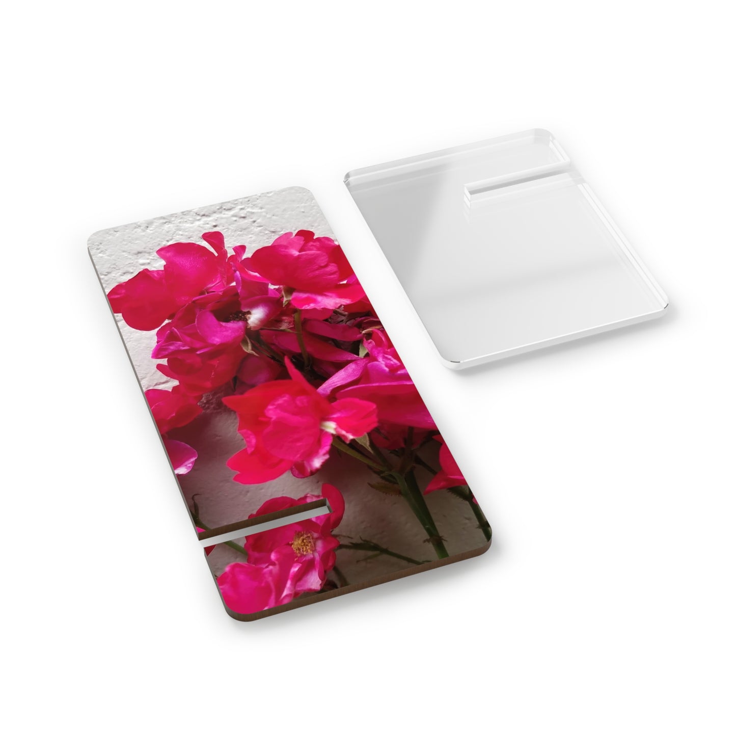 Bougainvillea Against White Stucco Wall Phone Stand – Bright Floral Photography Phone Holder