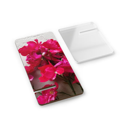 Bougainvillea Against White Stucco Wall Phone Stand – Bright Floral Photography Phone Holder