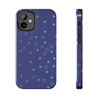 Blue Starfall Tough Phone Case – Celestial Blue Star Cover, Galaxy-Inspired Night Sky iPhone Accessory