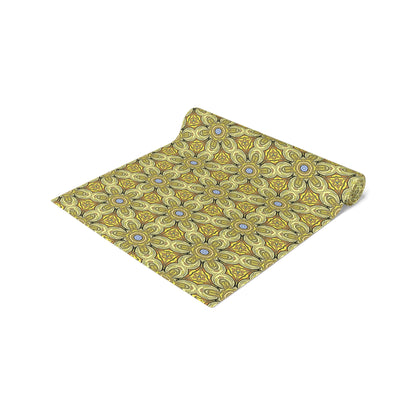 Retro Yellow Flowers Table Runner – Geometric Floral Dining Room & Kitchen Decor