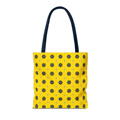 Navy Blue Flowers Tote Bag – Bold Floral Canvas Tote for Boho Chic Style
