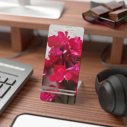 Bougainvillea Against White Stucco Wall Phone Stand – Bright Floral Photography Phone Holder