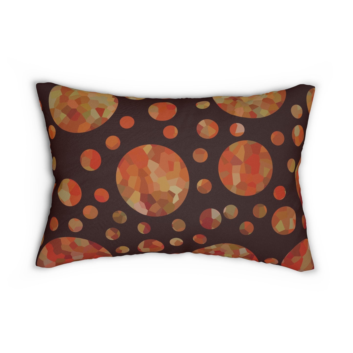 Mosaic Polka Dot Lumbar Pillow – Warm Autumn Circle Pattern Cushion for Modern or Artistic Home Decor