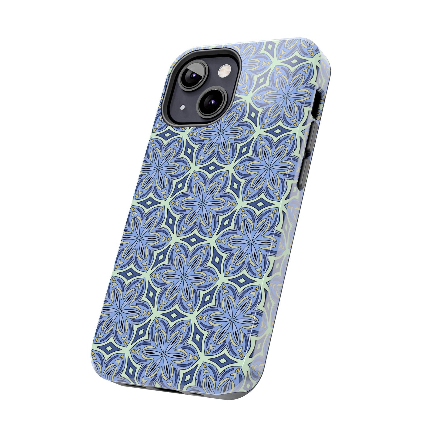Pale Cornflower Blue and Yellow Phone Case – Geometric Floral Protective Cover for iPhone & Android Models