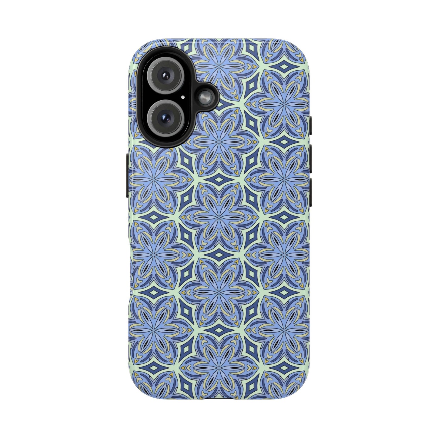 Pale Cornflower Blue and Yellow Phone Case – Geometric Floral Protective Cover for iPhone & Android Models