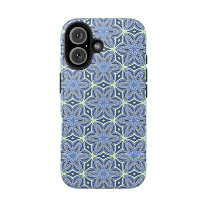 Pale Cornflower Blue and Yellow Phone Case – Geometric Floral Protective Cover for iPhone & Android Models