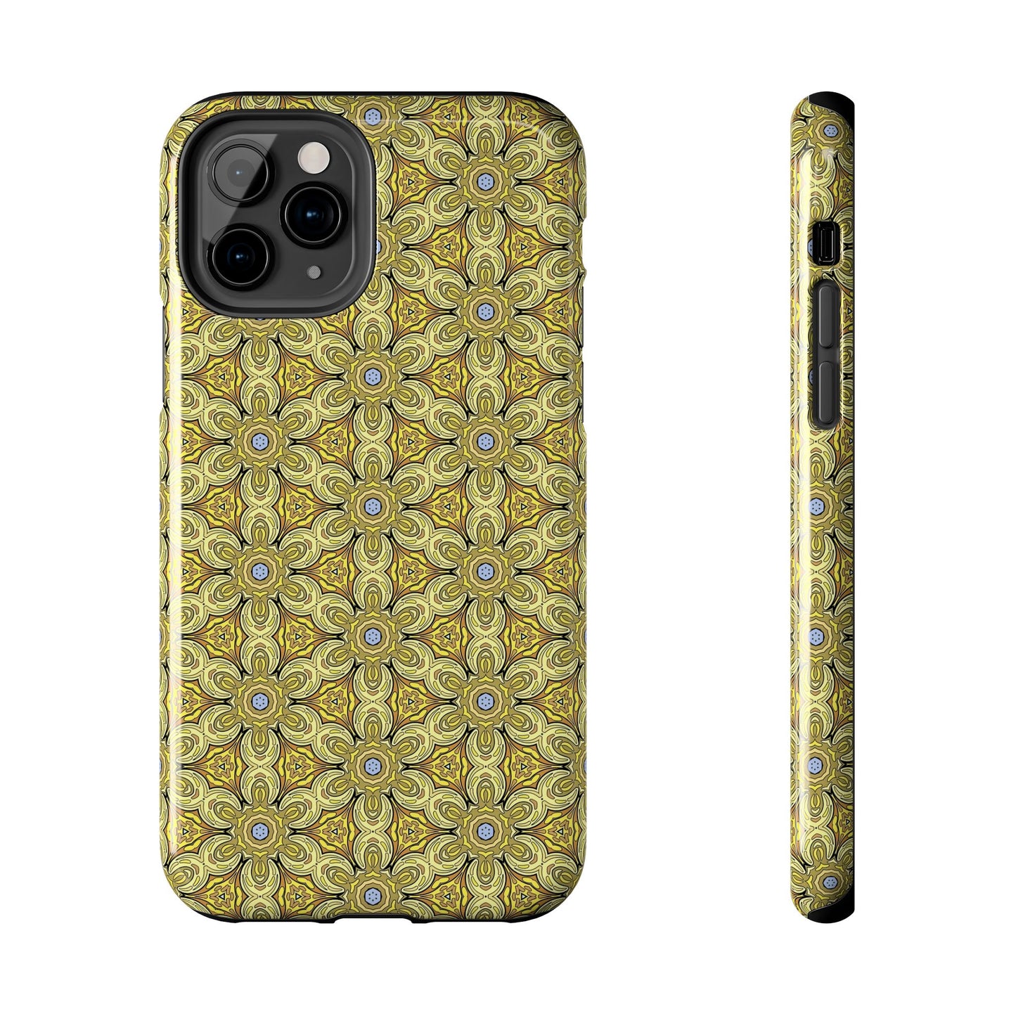 Retro Yellow Flowers Pattern Phone Case – Vibrant Geometric Floral Design for iPhone & Samsung