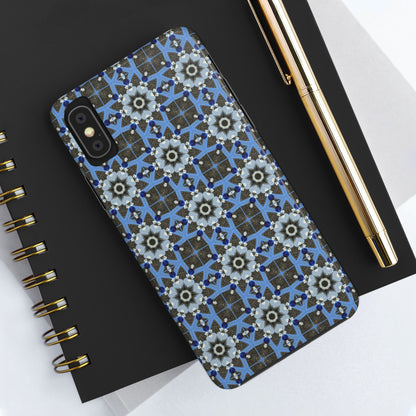 Blue Quilt Pattern Phone Case – Geometric Floral Protective Cover for iPhone & Android Models