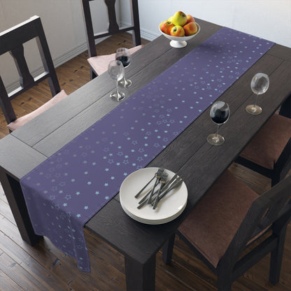 Blue Starfall Table Runner – Celestial Night Sky Decor, Blue Star Table Accent for Dining or Events