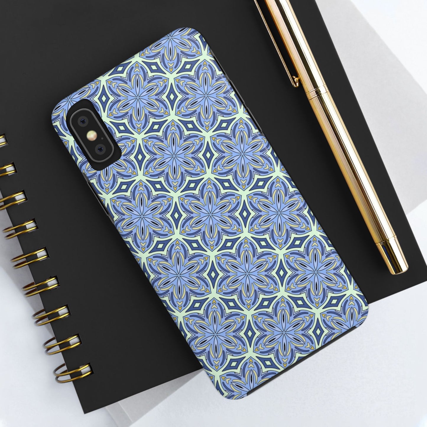Pale Cornflower Blue and Yellow Phone Case – Geometric Floral Protective Cover for iPhone & Android Models