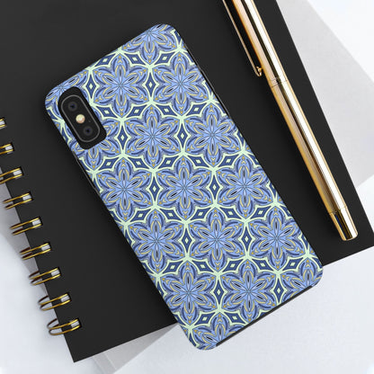Pale Cornflower Blue and Yellow Phone Case – Geometric Floral Protective Cover for iPhone & Android Models