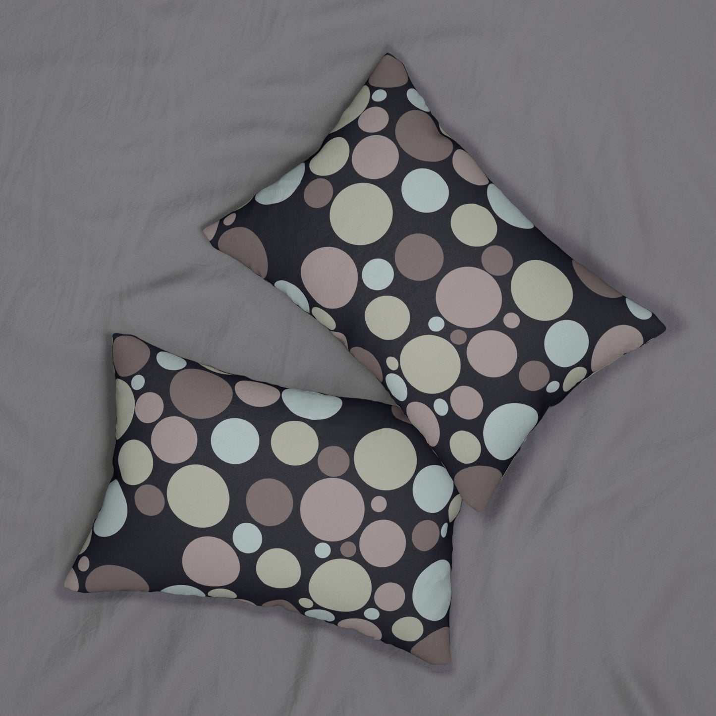 Muted Pastel Polka Dot Lumbar Pillow – Modern Circle Pattern Cushion for Neutral or Boho Home Decor