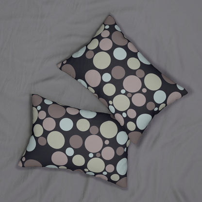 Muted Pastel Polka Dot Lumbar Pillow – Modern Circle Pattern Cushion for Neutral or Boho Home Decor